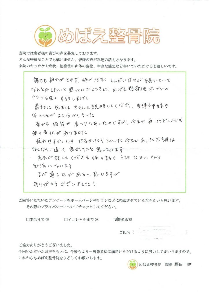 アンケート用紙