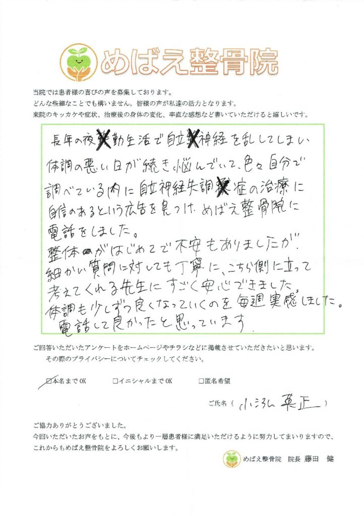 アンケート用紙