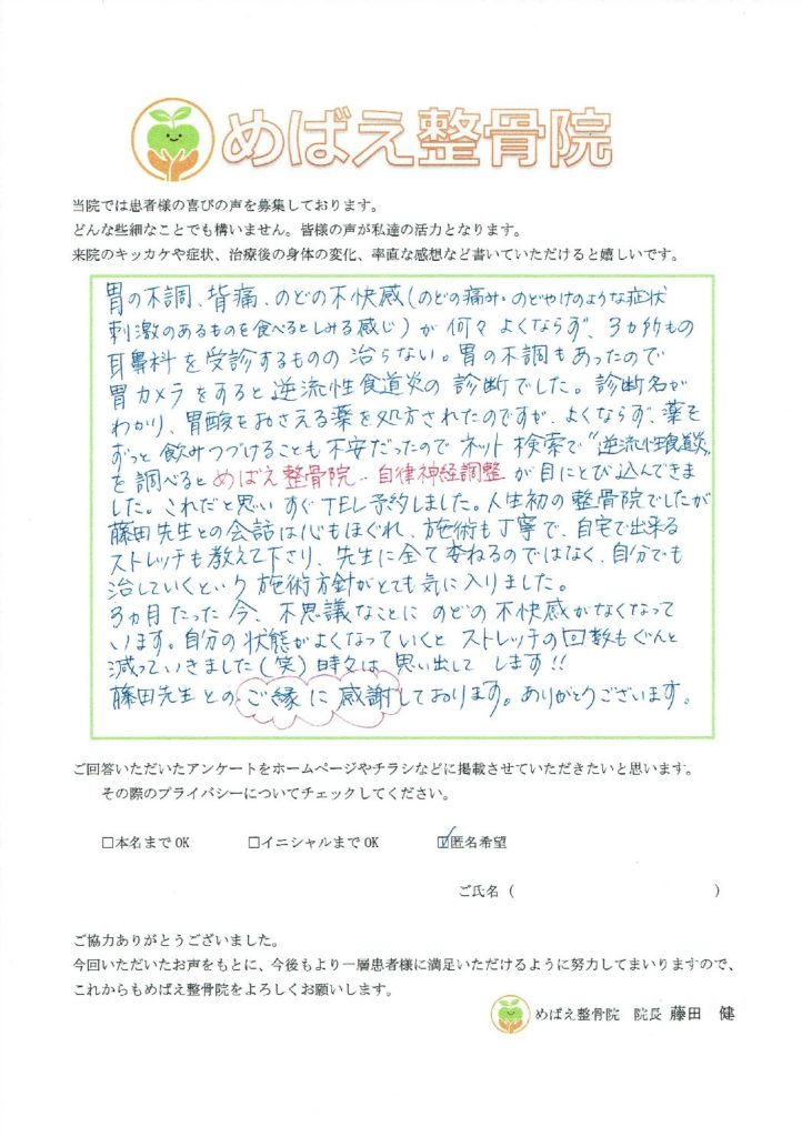 アンケート用紙