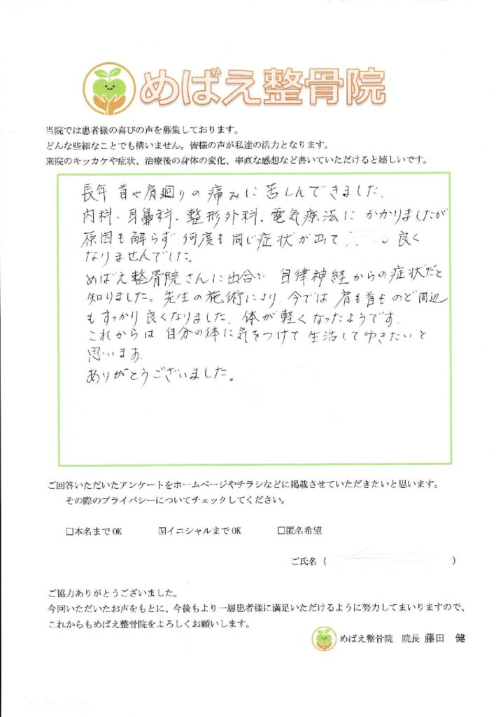 アンケート用紙